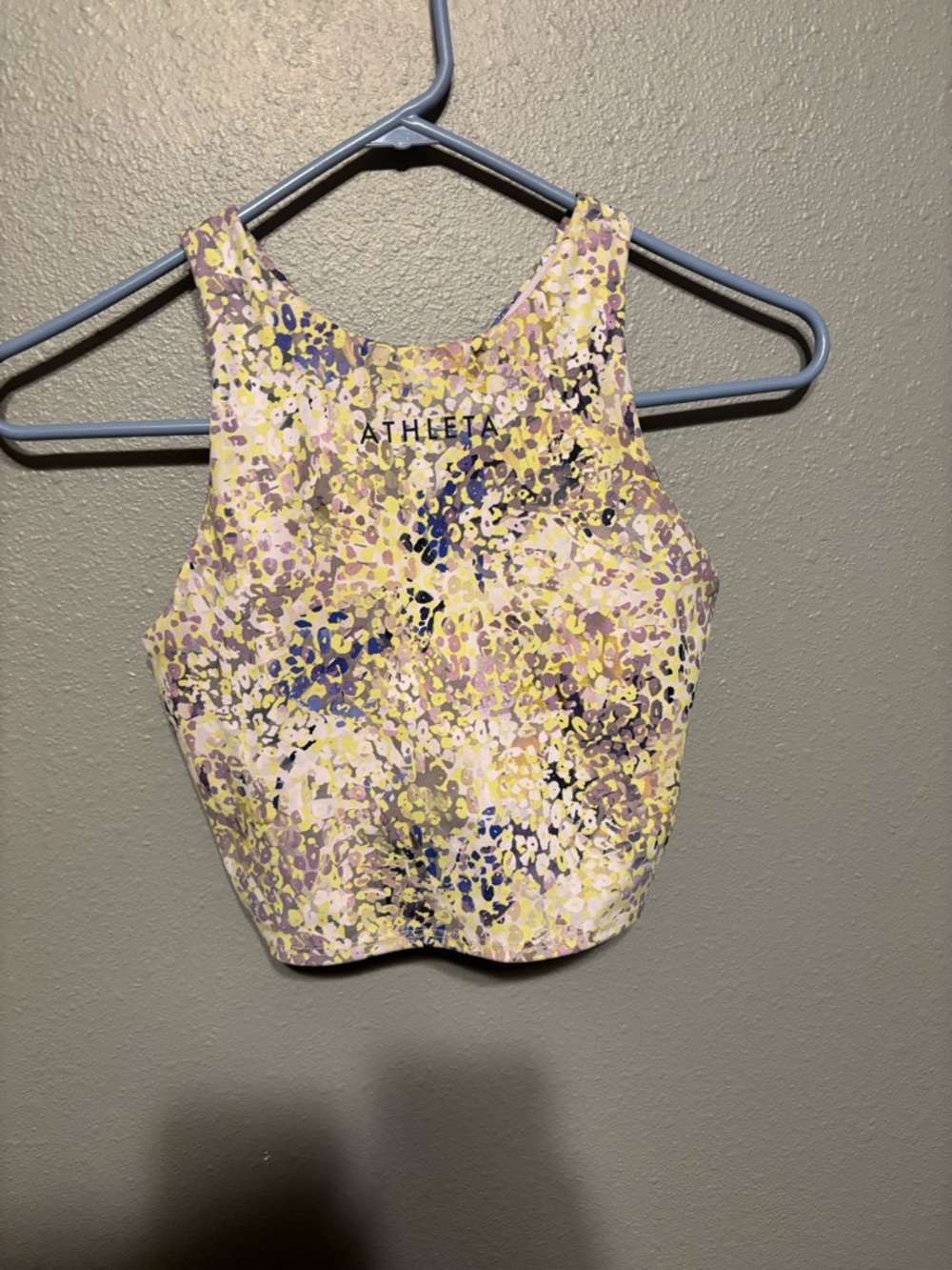 Athleta Multi-Color Floral High-Neck Crop Tank